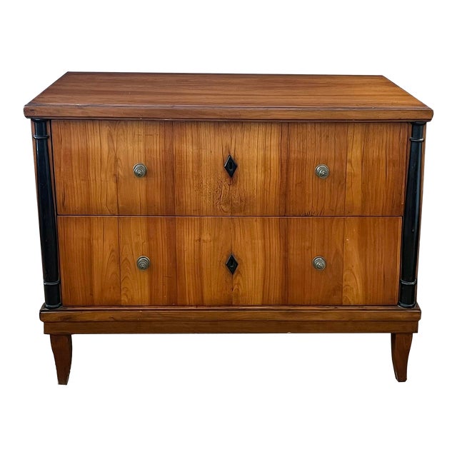 A Well-Figured Austrian Biedermeier Cherrywood Veneered Two-Drawer Chest For Sale