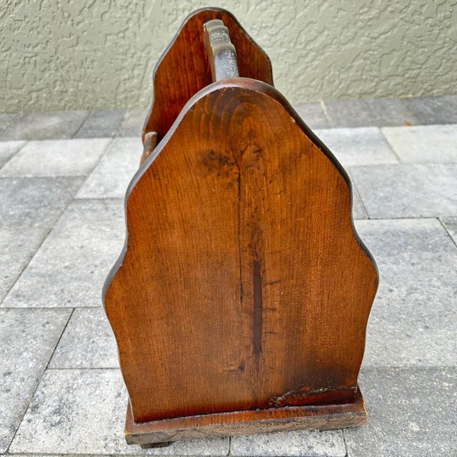 Vintage 1970s Rustic/Primitive Pine Wood Magazine Rack/Vinyl Record Holder For Sale - Image 4 of 9