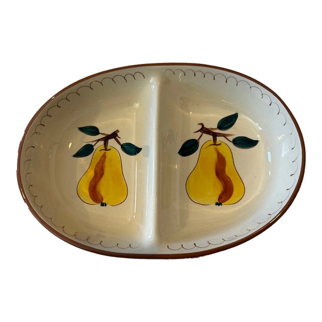 1950s Stangl Divided Bowl With Pear Design For Sale