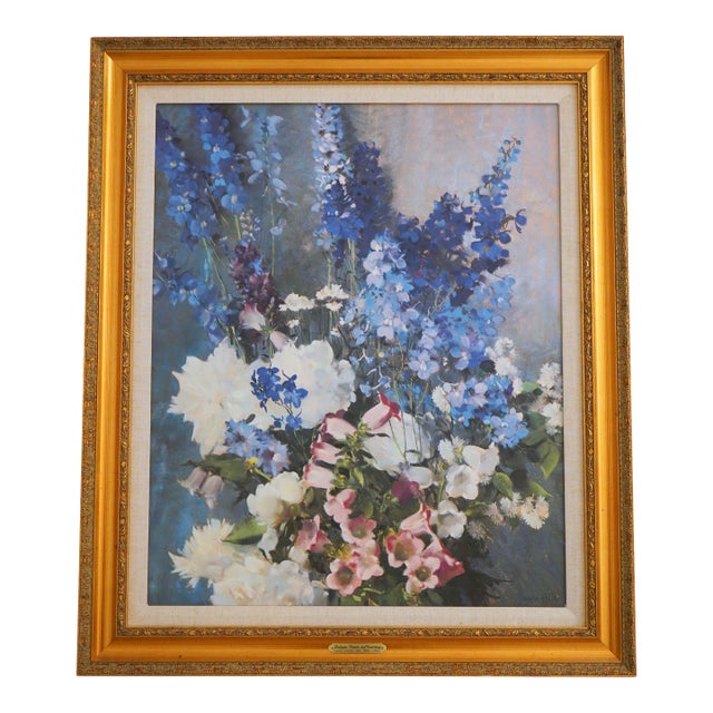 Laura Hills Oil on Canvas Still Life Flowers Signed For Sale
