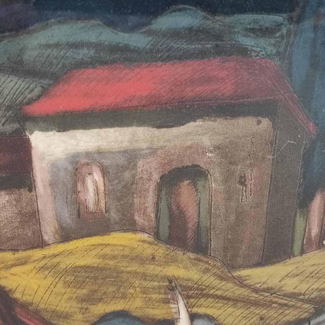 Beppe Serafini, Oxen, 1983, Oil on Cardboard, Framed For Sale - Image 5 of 15