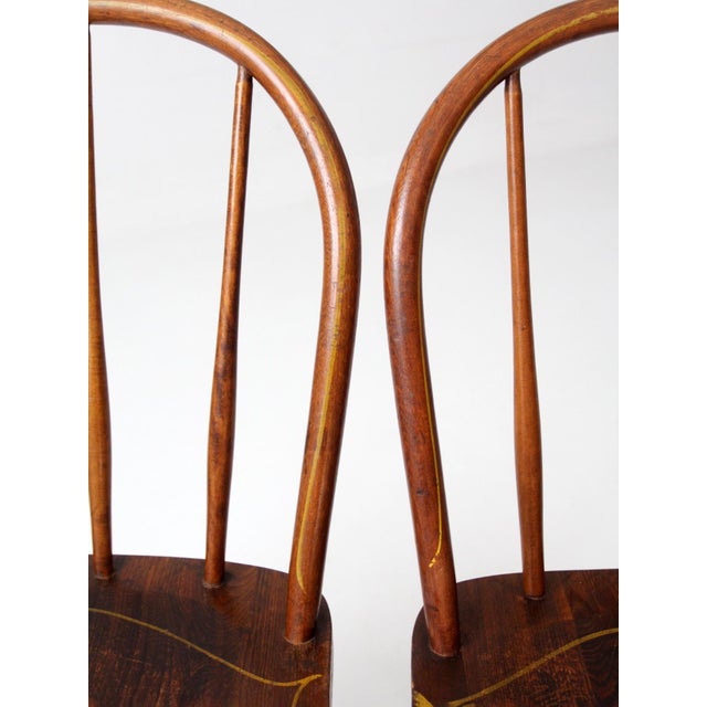 Vintage Windsor Bow Back Dining Chairs by Square Brand Pair For Sale - Image 16 of 18