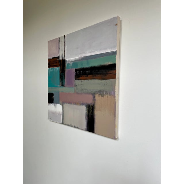 Abstract "Landscape Illusion 3" Contemporary Abstract Expressionist Acrylic Painting by Cathe Hendrick For Sale - Image 3 of 3