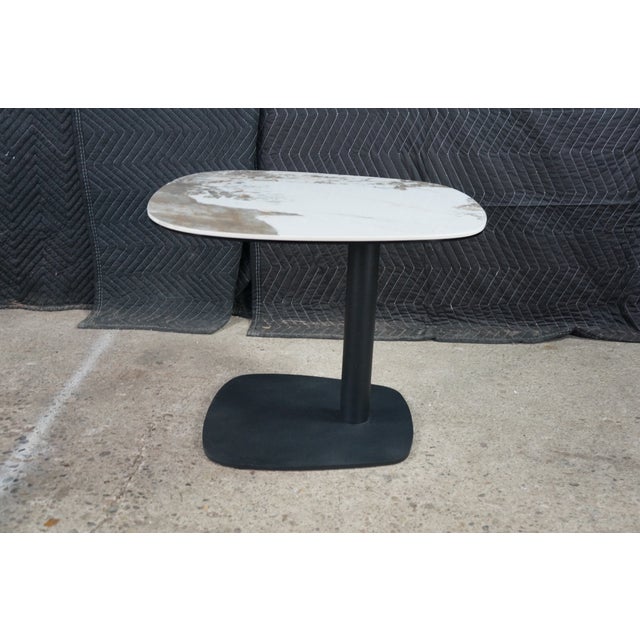 Black Late 20th Century Lerin Ceramic Faux Marble Modern Contemporary End Table 26" For Sale - Image 8 of 15
