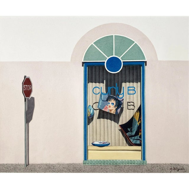 1987 Evelyne Brigeois Watercolor Painting, "A Storefront in Troyes, France" For Sale - Image 9 of 12