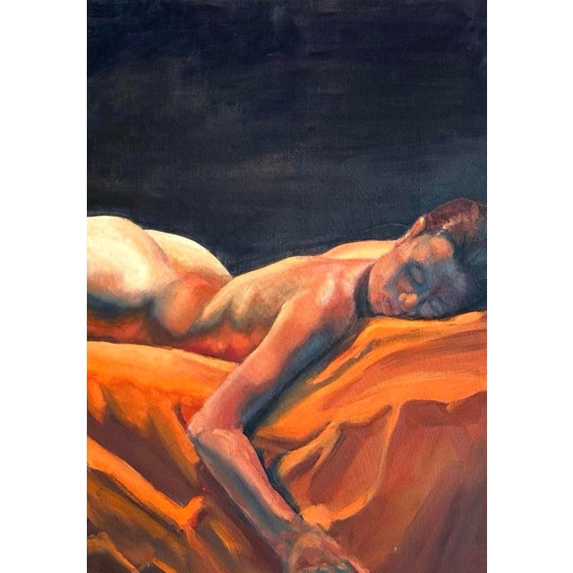 Add a bold and sophisticated touch to your art collection with this striking vintage oil on canvas painting. Featuring an...