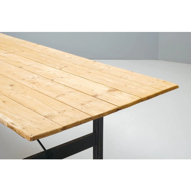 Large Pine Trestle Table For Sale - Image 4 of 9