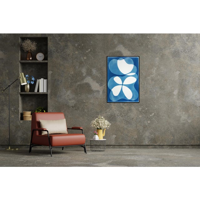 2025, Abstract Organic, Furniture Representation of Abstract Curvy Chair, Monotype Cyanotype in Blue Tones by Kind of Cyan For Sale - Image 12 of 16