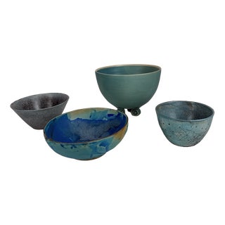 Vintage Handmade Ceramic Bowls, 1980s, Set of 4 For Sale