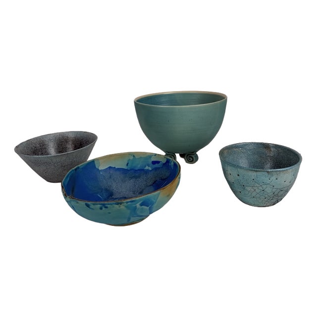 Vintage Handmade Ceramic Bowls, 1980s, Set of 4 For Sale