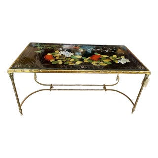 French Maison Bagues Bronze & Lacquer Coffee Table For Sale