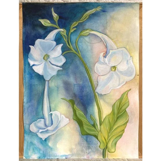 2020s Floral Original Painting, "Nicotiana I" Contemporary Expressionist Style Botanical Oil Painting For Sale - Image 5 of 7