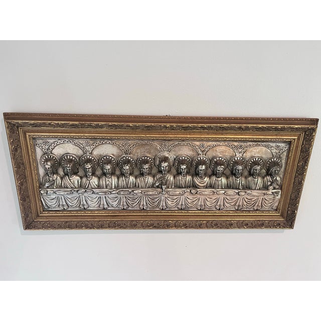 A beautifully detailed vintage Spanish wall plaque depicting The Last Supper, signed and dated J. Hidalgo Egido, 1965....