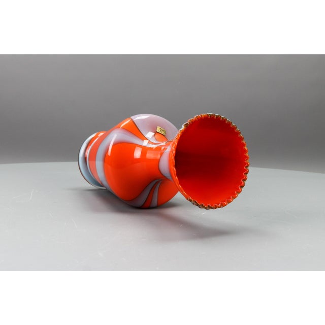 Italian Opaline Florence Glass Vase in Red and Grey, 1970s For Sale - Image 12 of 15