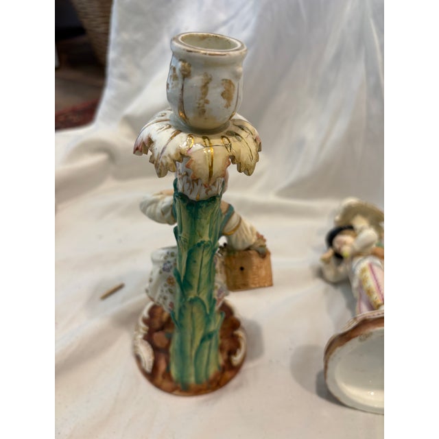 Pair Antique Meissen Figural Candlesticks For Sale In Lexington, KY - Image 6 of 16