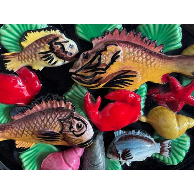 Ceramic Ceramic Wall Plaque with Marine Decoration from Vallauris, France, 1960s For Sale - Image 7 of 11