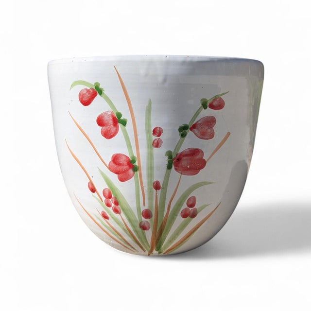 Mid 20th Century Vintage Ceramic Botanical Flower Planter Made in Italy For Sale - Image 5 of 14