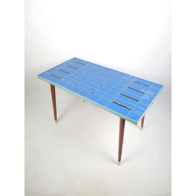 Wood Vintage Rockabilly Coffee Table with Blue Finish, 1950s For Sale - Image 7 of 11