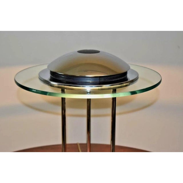 Postmodern Authentic Robert Sonneman for George Kovacs 1987 Chrome Saturn Saucer Table Lamp For Sale - Image 3 of 5