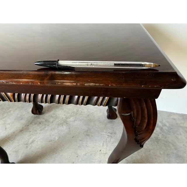 Pair of Vintage Georgian Style Mahogany Wooden Nightstands With Carved Claw Feet For Sale - Image 16 of 17