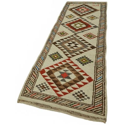 Boho Chic Beige Bohemian Runner Rug For Sale - Image 3 of 7