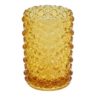 Viking Amber Glass Cylinder Vase For Sale