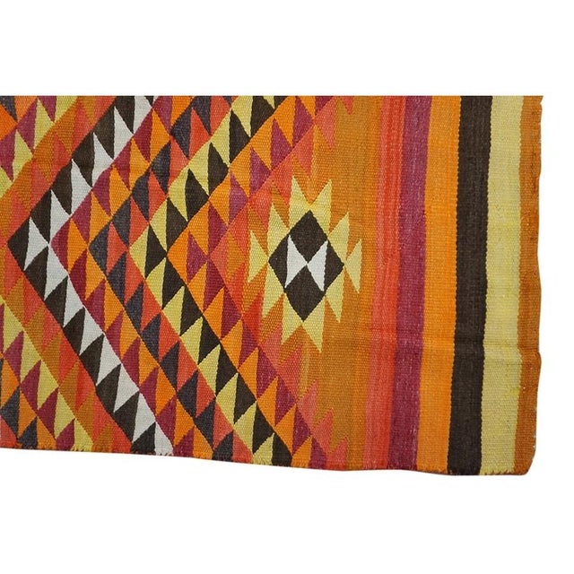 1890s Small Yellow Antique Rustic Tribal Native American Navajo Flat Weave Rug For Sale In New York - Image 6 of 9