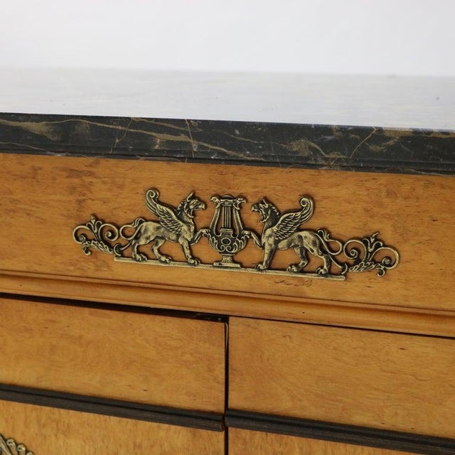Henredon French Empire Satinwood, Ormolu & Marble Claw Foot Server 20thC For Sale - Image 6 of 18