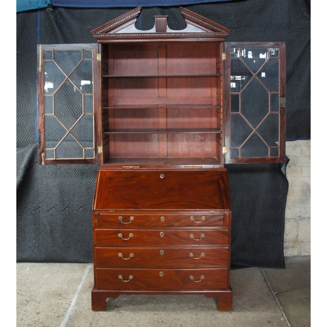 Antique Late 18th Century George III Mahogany Bureau Secretary Desk & Bookcase For Sale - Image 6 of 18