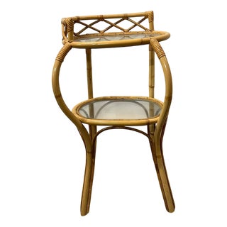 Bamboo Shaped Bedside Table with 2 Glass Shelves For Sale