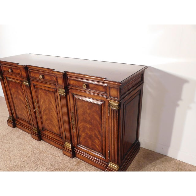 Wood Vintage 1990s Massive Hickory White Flame Mahogany Locking 4 Door Sideboard Server For Sale - Image 7 of 14