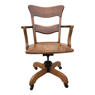 Antique Victorian Oak Lawyers Office Swivel Chair For Sale