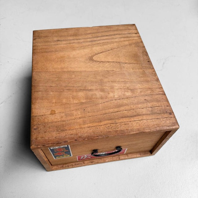 1950s Small Japanese Wooden Pharmacy Drawer Cabinet, 1950s For Sale - Image 5 of 9