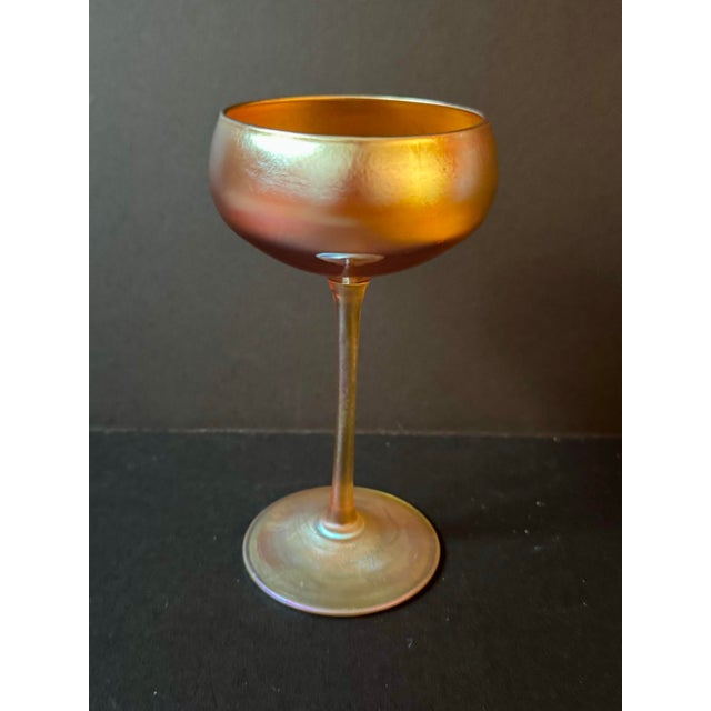 Art Nouveau Early 20th Century Pair of Louis Comfort Tiffany Favrile Cocktail Glasses 4oz Signed For Sale - Image 3 of 12