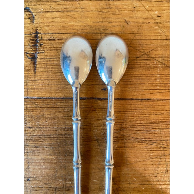 Tiffany and Co. Vintage Tiffany & Co. Bamboo Sterling Silver Iced Tea Spoons- Set of 2 For Sale - Image 4 of 7