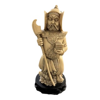 Vintage Carved Warrior Figure Made of Resin For Sale