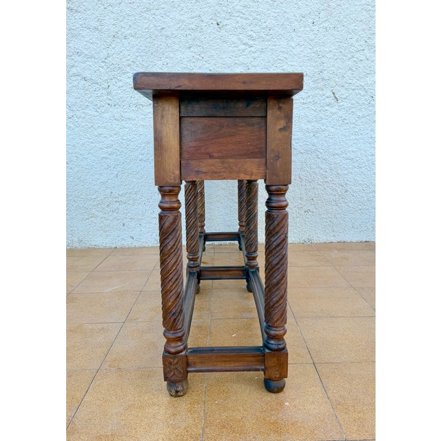 Early 20th Century Spanish Baroque Style Hardwood Console Table, 1930s For Sale - Image 9 of 12