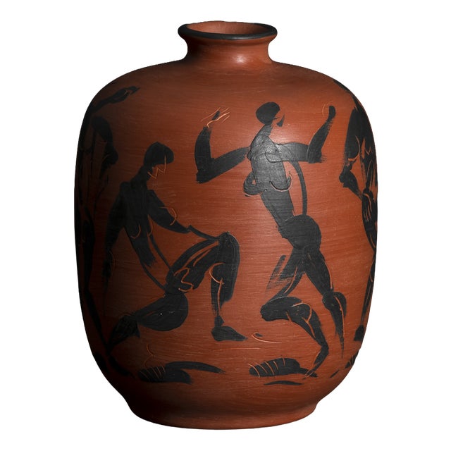 Hand-Painted Ceramic Vase by Dietmar Liedke for Karlsruher Majolika, 1970s For Sale