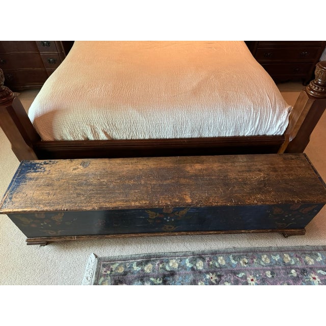 Wood Antique Eastern European Floral Painted Pine Wood Marriage Chest/Marriage Box (Dated 1869) For Sale - Image 7 of 8