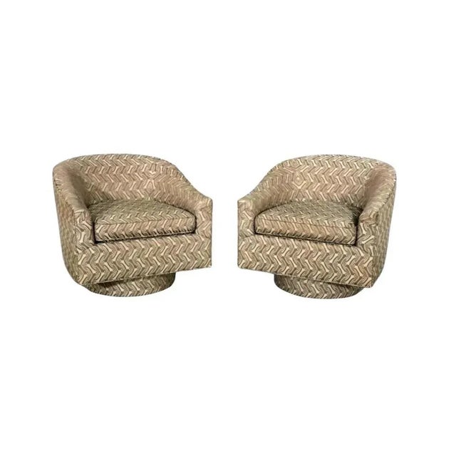 1960s Mid-Century Modern Barrel Back Swivel Chairs - Set of 2 For Sale - Image 12 of 12