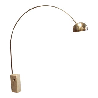 Vintage Mid-Century Modern Harvey Guzzini Arc Lamp with Marble Base For Sale