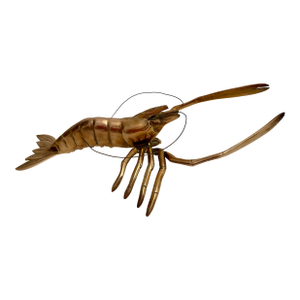 Giant Brass Crawfish or Lobster Sculpture, Hollywood Regency Style