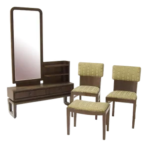 Vanity Mirror, Armchairs and Ottoman by Paolo Buffa, 1950s, Set of 4