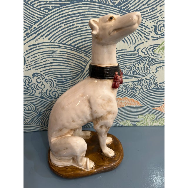 Mid 20th Century Handpainted Porcelain Whippet or Greyhound Statue For Sale - Image 10 of 10