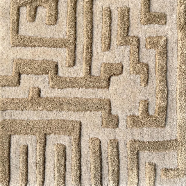 Theseus Hand-Tufted Maze Rug, Wheat Tan, 4x6 For Sale - Image 4 of 5