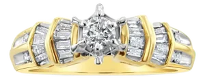 Vintage Style Diamond Engagement Ring 14k Two-Toned Gold, Size 4