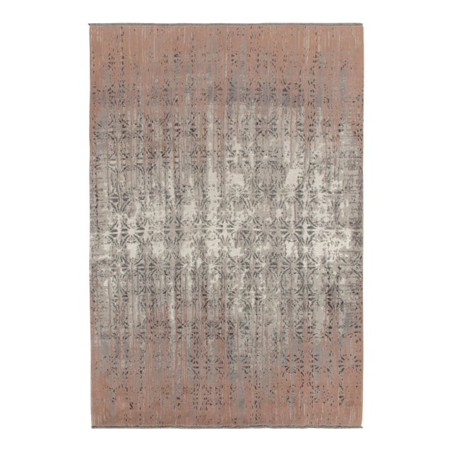 Rug & Kilim’s Contemporary Rug in Pink & Gray Abstract Pattern For Sale