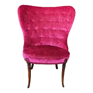 Regency Magenta Velvet Slipper Chair