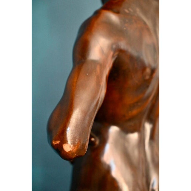 Italian Artist, Very Large Nude Sculpture of a Young Man, 1920s-1940s, Wood For Sale - Image 16 of 18