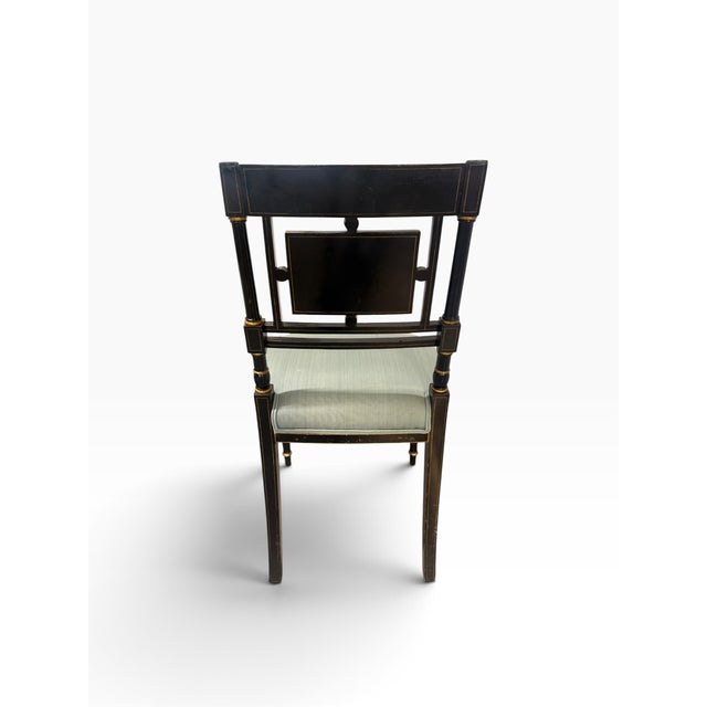 Vintage Maitland-Smith Regency Style Chinoiserie Ebonized Dining Chairs - Set of 5 For Sale In Miami - Image 6 of 16